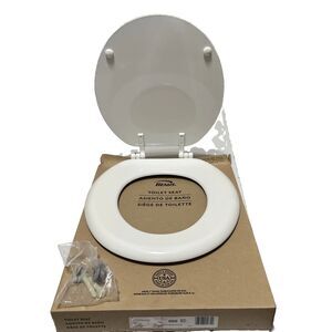 Bemis Wood Round Toilet Seat, Easy Clean Hinges, White
